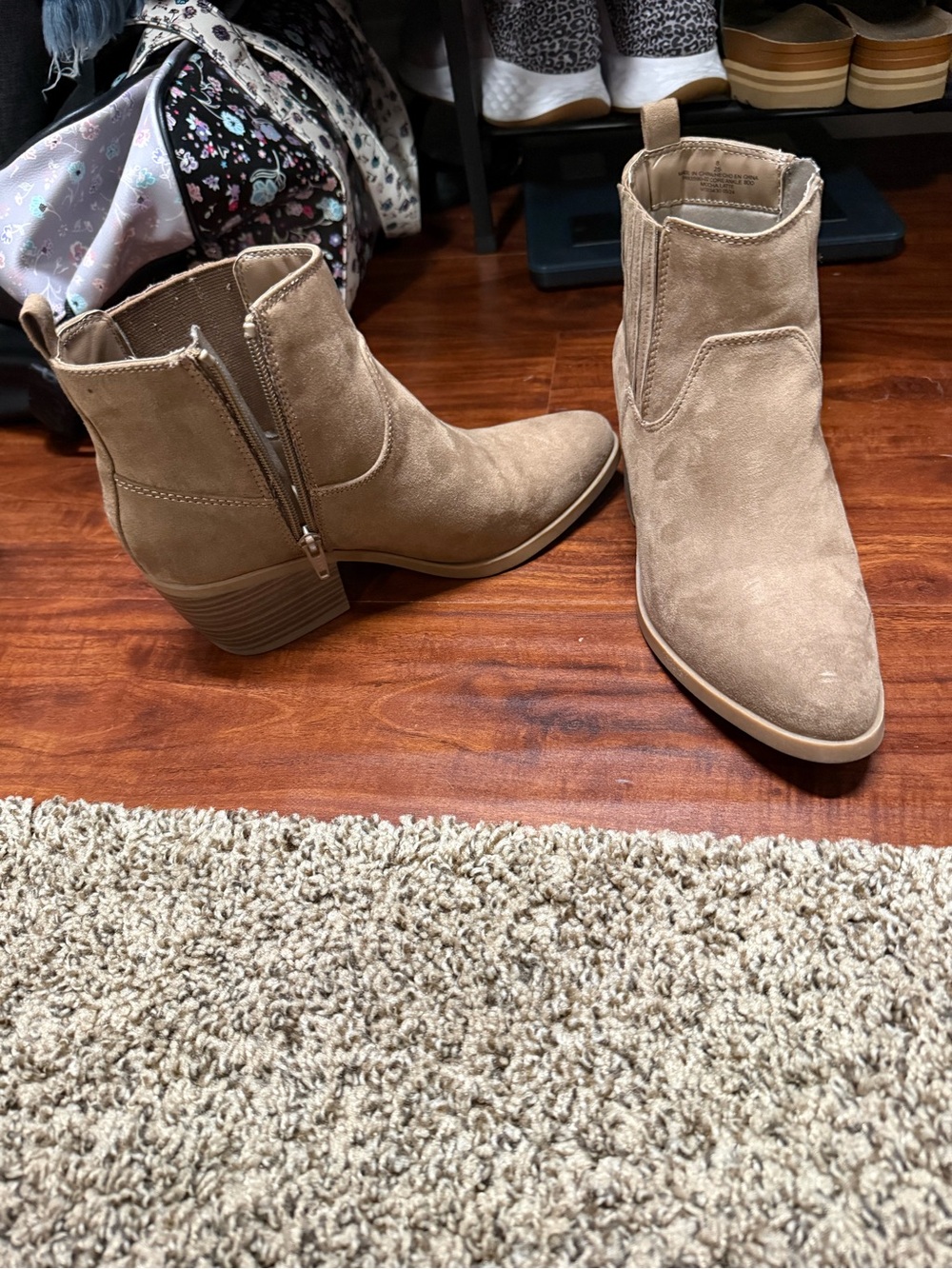 Old navy Classic Suede Ankle Booties in Taupe